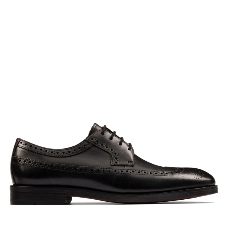 Clarks Schwarzes Leder Oliver Wing Schwarzes Leder