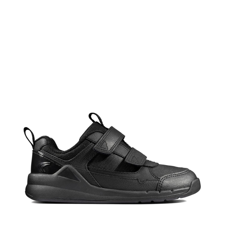 Clarks Schwarzes Leder Orbit Sprint Kid Schwarzes Leder