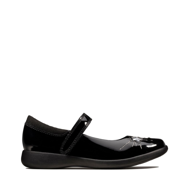Clarks Schwarzes Lackleder Etch Spark Kid Schwarzes Lackleder