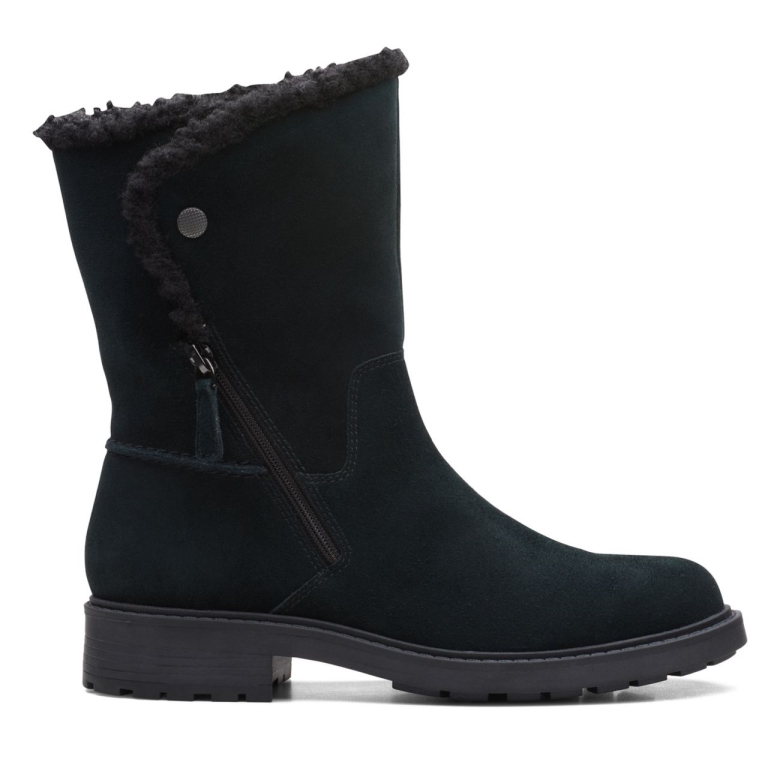 Clarks Schwarzes Wildleder Opal Reißverschluss Schwarzes Wildleder