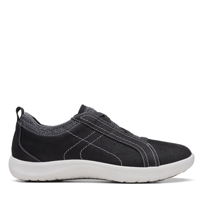 Clarks Schwarzes Textil Adella Trace Schwarzes Textil