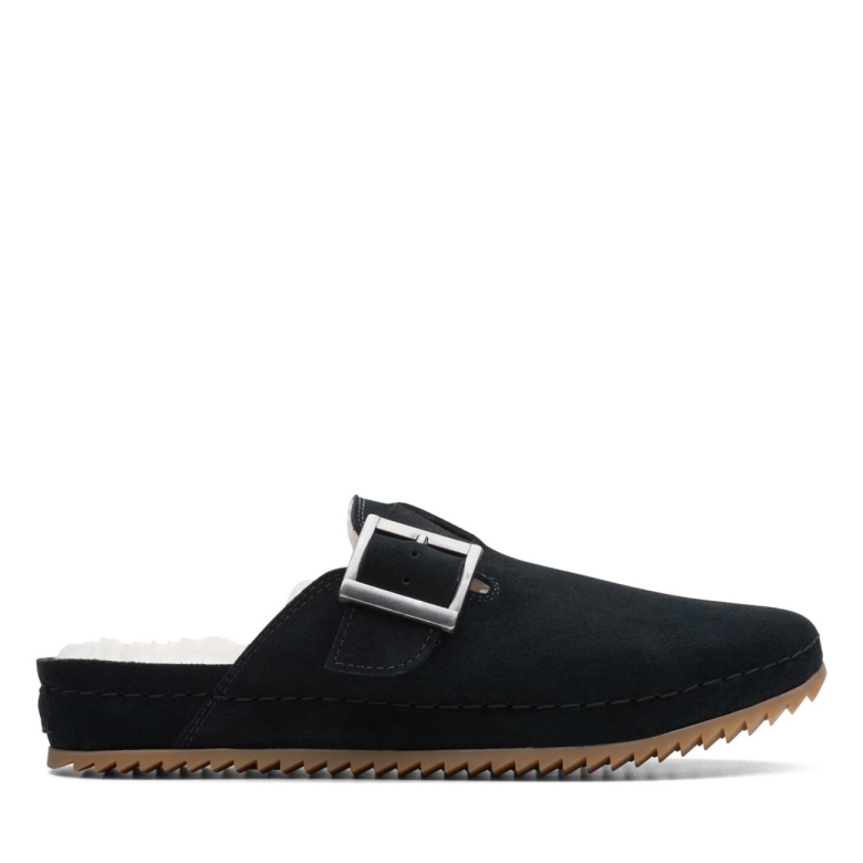 Clarks Brookleigh Mule Schwarzes Wildleder Mit Warmem Futter Schwarzes Wildleder Mit Warmem Futter