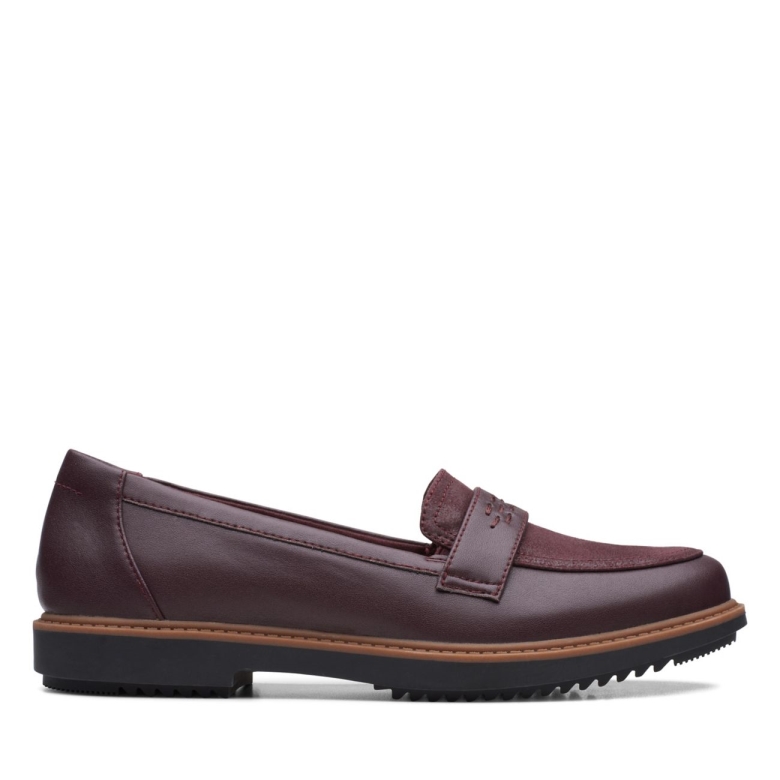 Clarks Burgunderrotes Leder Raisie Jump Burgunderrotes Leder