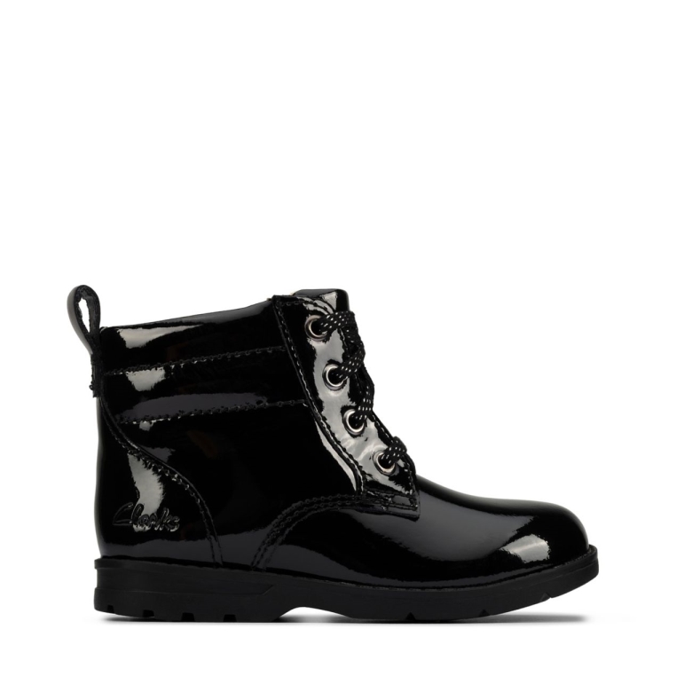 Clarks Dabi Lace Kleinkind Schwarz Lack Schwarz Lack