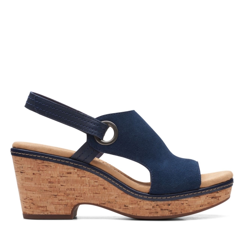 Clarks Giselle Sea Marineblaues Wildleder Marineblaues Wildleder