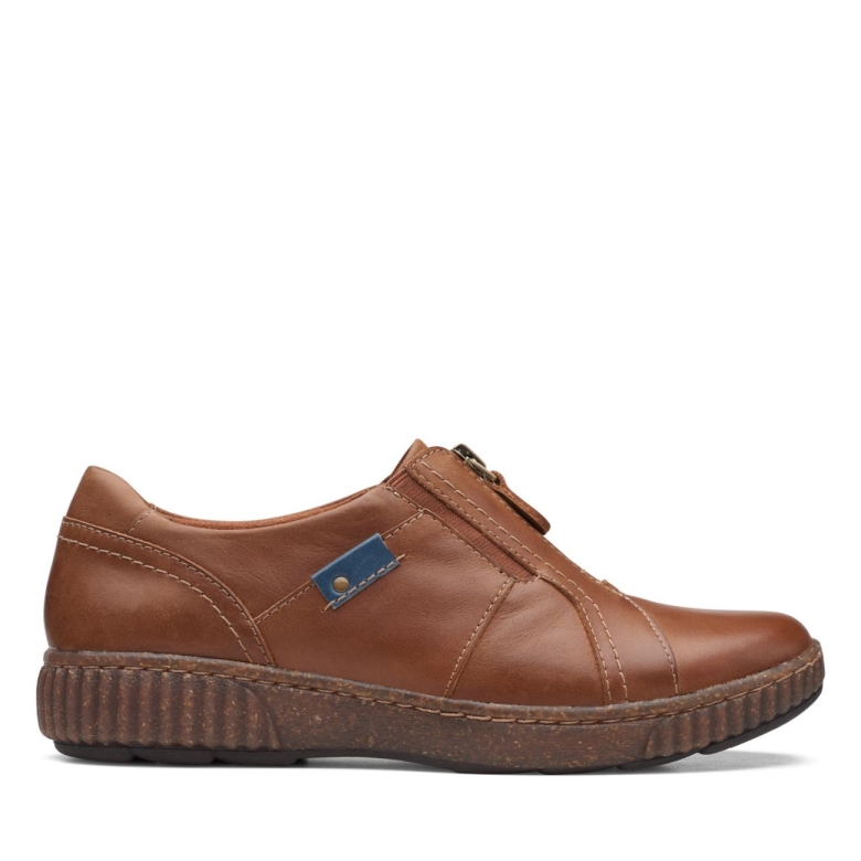 Clarks Magnolia Zip Dunkelbraunes Leder Dunkelbraunes Leder