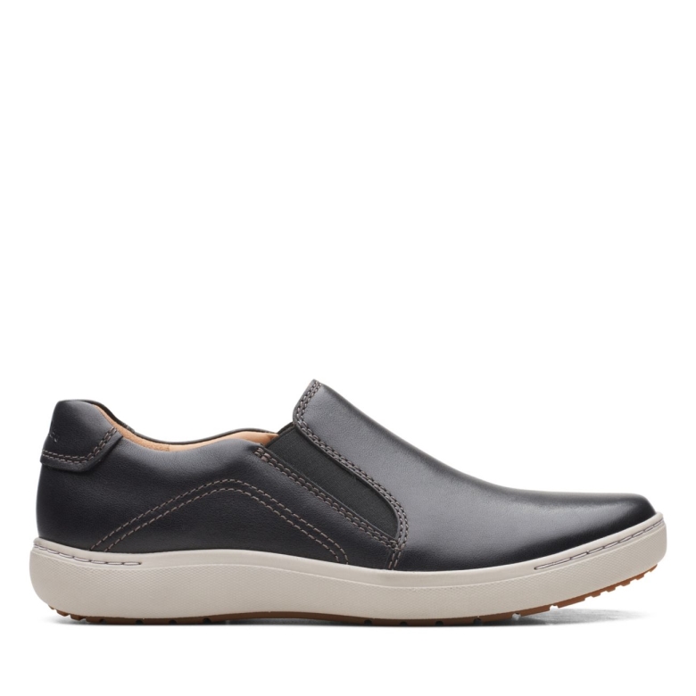 Clarks Nalle Stride Schwarzes Leder Schwarzes Leder