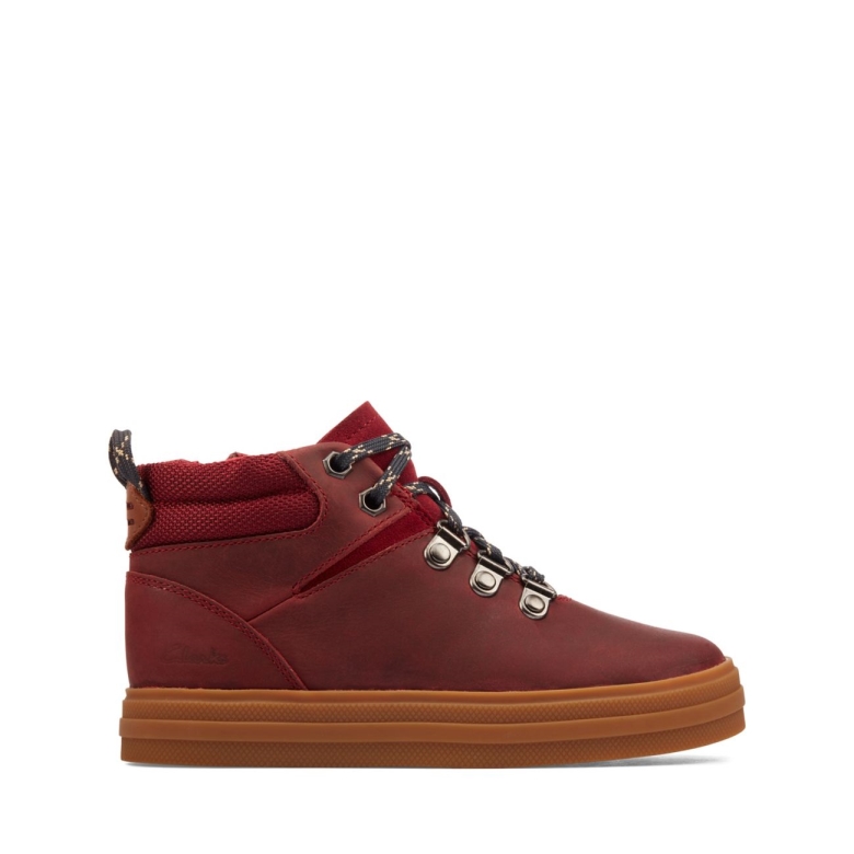 Clarks Nova Hike Kid Burgunderrotes Leder Burgunderrotes Leder