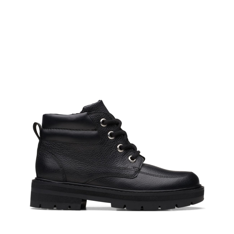 Clarks Prague Zip Kid Schwarzes Leder Schwarzes Leder