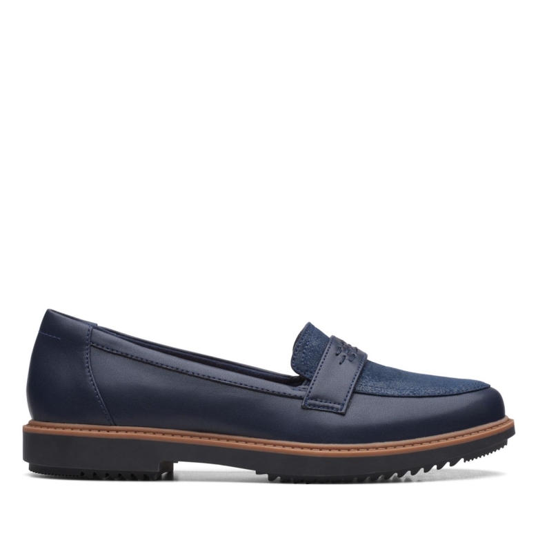 Clarks Raisie Jump Marineblaues Leder Marineblaues Leder