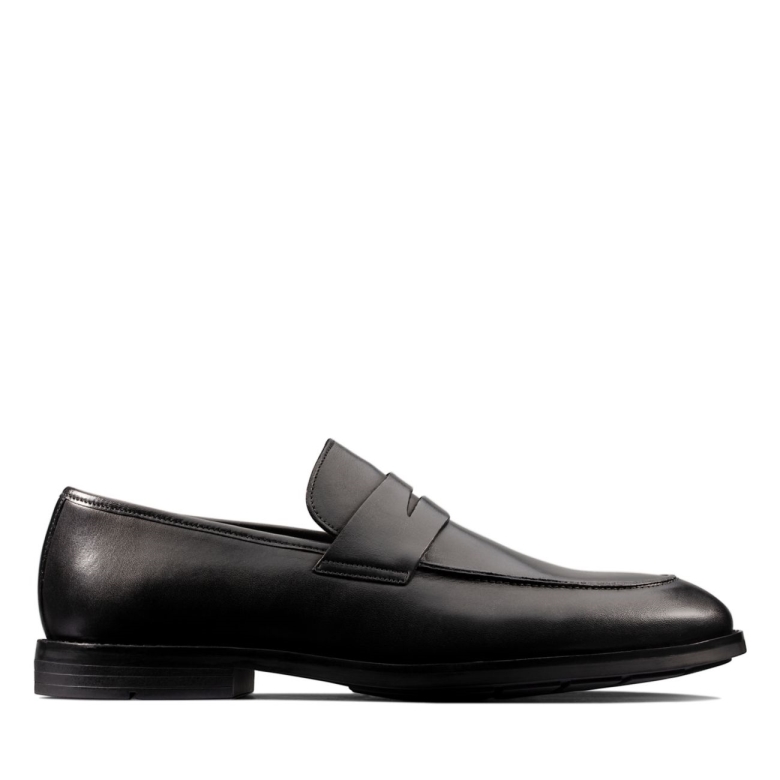 Clarks Ronnie Step Schwarzes Leder Schwarzes Leder