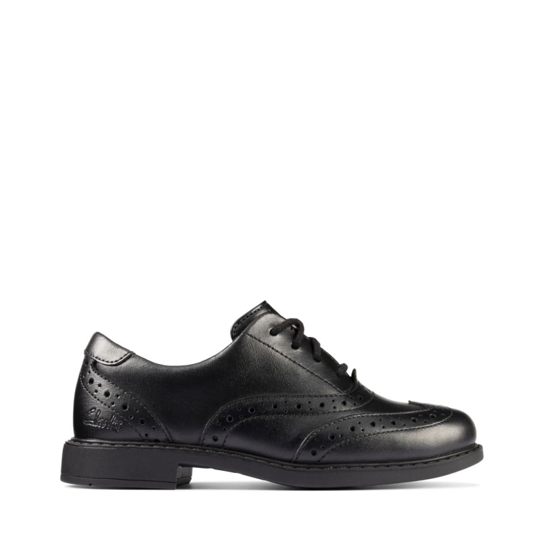 Clarks Scala Brogue Kid Schwarzes Leder Schwarzes Leder