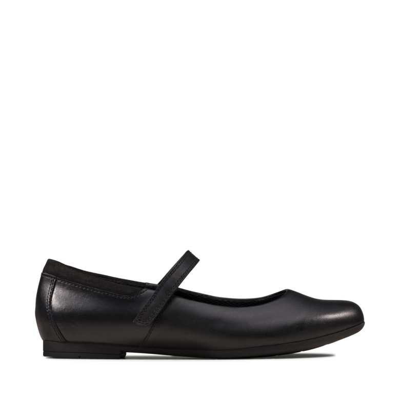 Clarks Scala Dawn Jugend Schwarzes Leder Schwarzes Leder