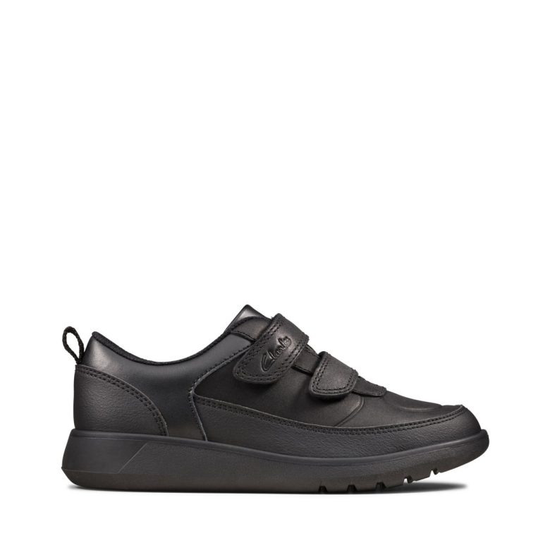 Clarks Scape Flare Kid Schwarzes Leder Schwarzes Leder