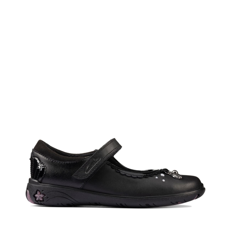 Clarks Sea Shimmer Kid Schwarzes Leder Schwarzes Leder