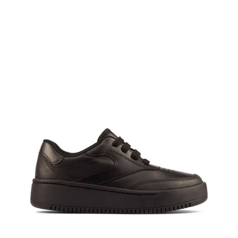 Clarks Tor Sport Flex Kid Schwarzes Leder Schwarzes Leder