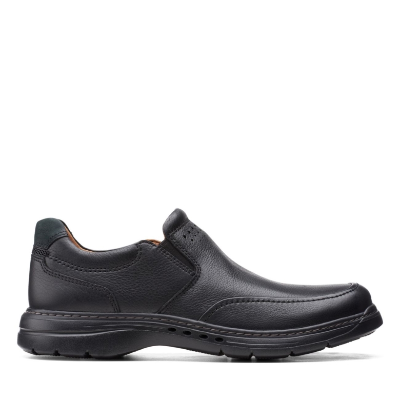 Clarks Un Brawley Step Schwarzes Leder Schwarzes Leder