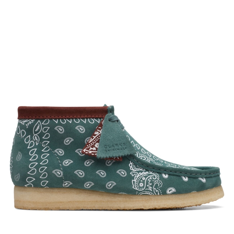 Clarks Wallabee Stiefel Grün Paisley