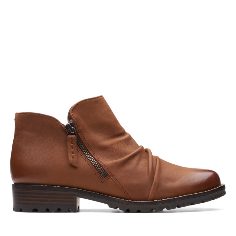 Clarkwell Reißverschluss Dunkelbraunes Leder Dunkelbraunes Leder Clarks