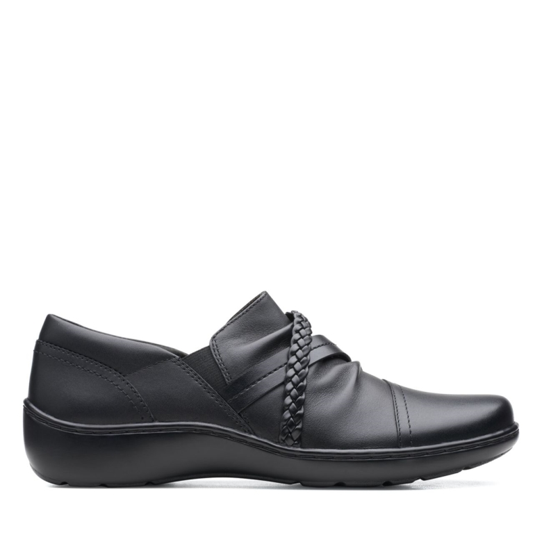 Cora Flechtschuh Schwarzes Leder Schwarzes Leder Clarks