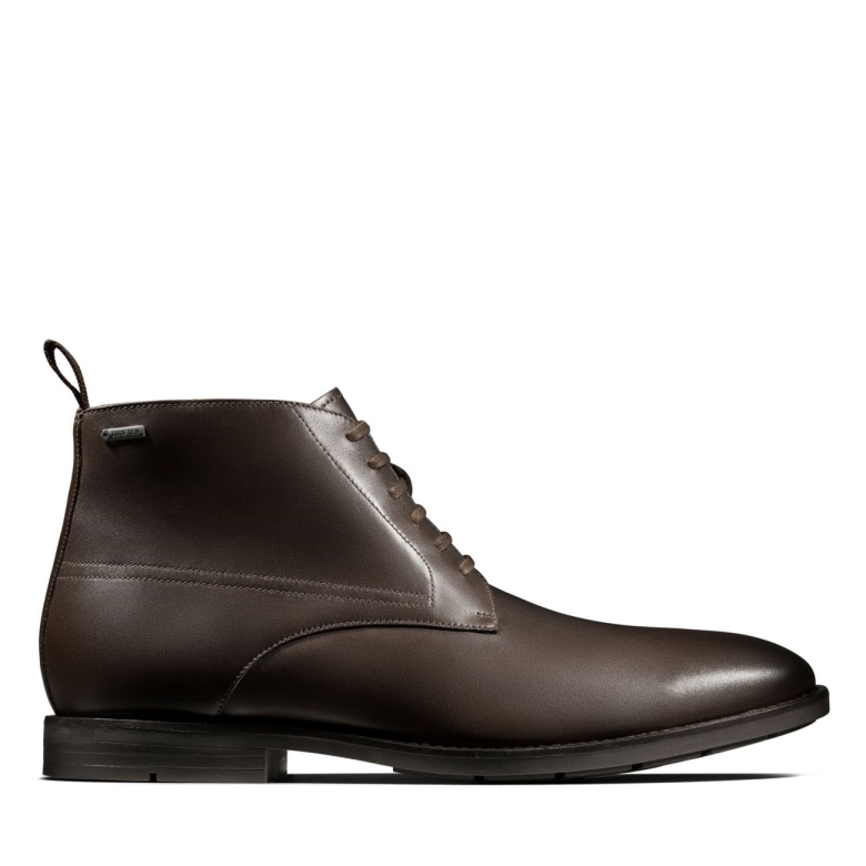 Dunkelbraunes Leder Clarks Ronnie Up Gore-tex Dunkelbraunes Leder