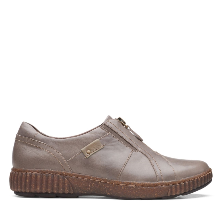 Dunkeltaupe Leder Magnolia Reißverschluss Dunkeltaupe Leder Clarks