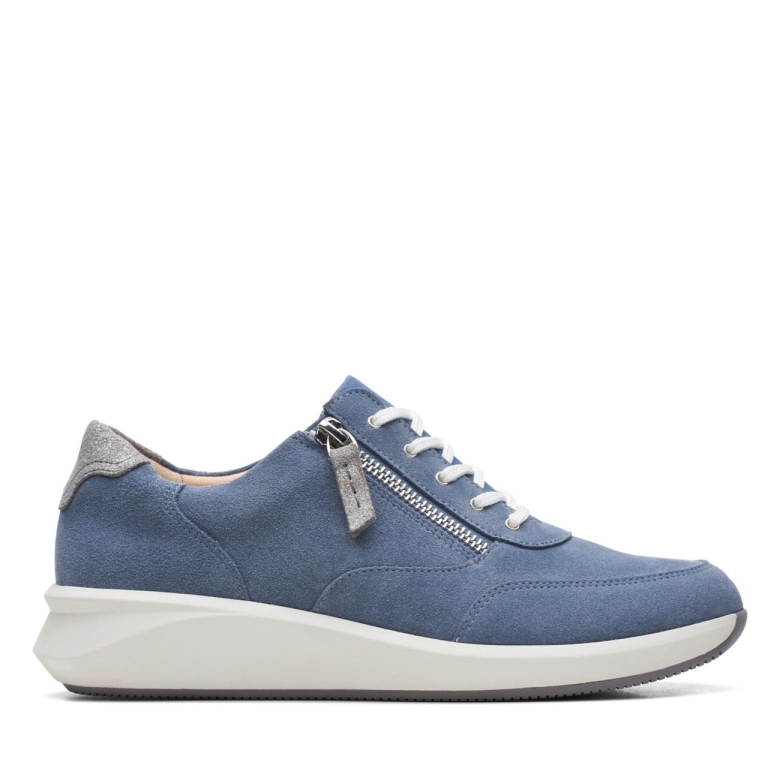 Jeansblaues Wildleder Clarks Un Rio Reißverschluss Jeansblaues Wildleder