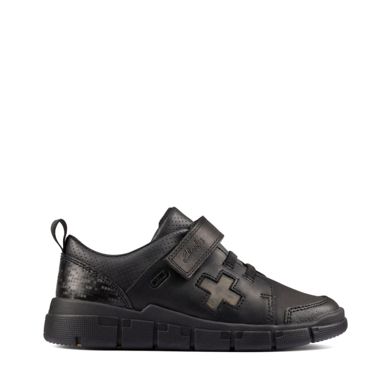 Codieren Flash Kid Schwarzes Leder Clarks Schwarzes Leder