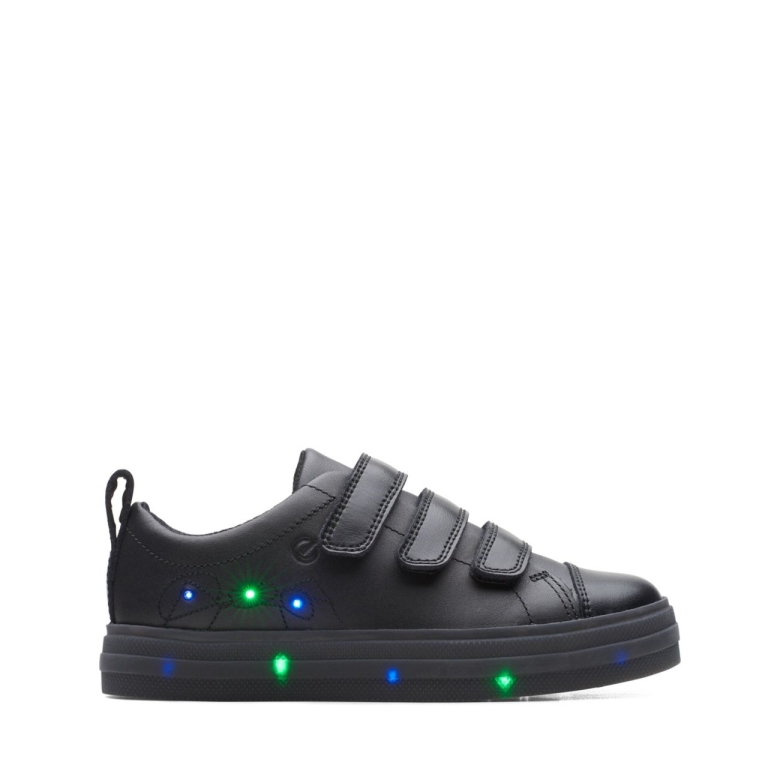 Flare Bright Kid Schwarzes Leder Schwarzes Leder Clarks