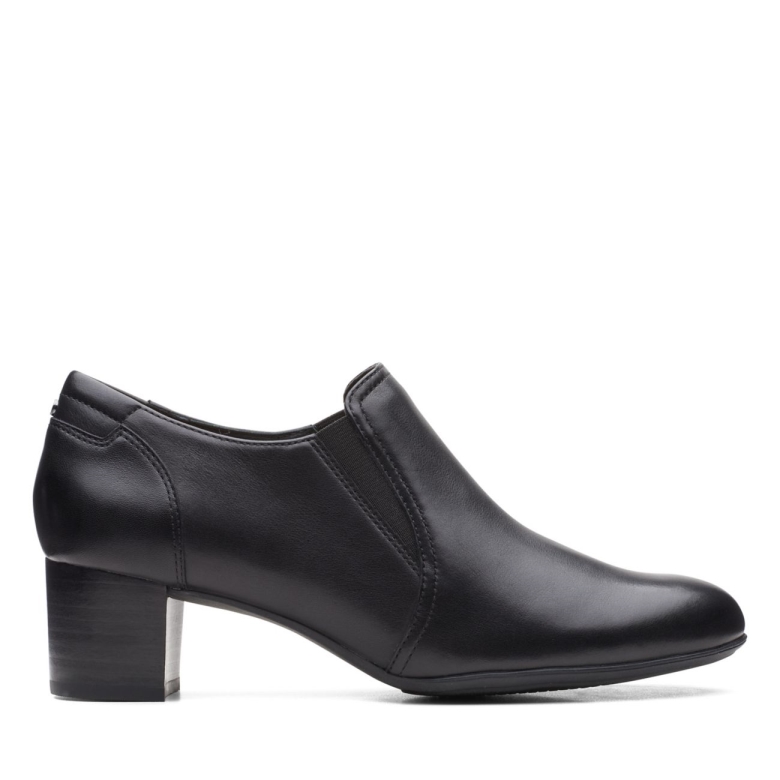 Linnae Way Schwarzes Leder Clarks Schwarzes Leder