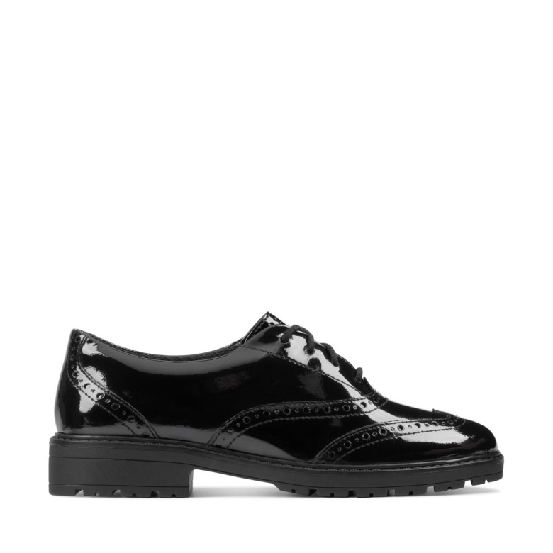 Loxham Brogue Jugendschwarzer Lack Clarks Schwarzer Lack