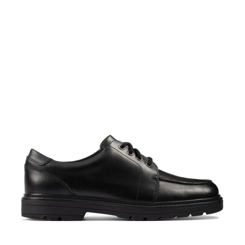 Loxham Pace Jugend Schwarzes Leder Schwarzes Leder Clarks
