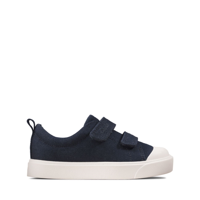 Marineblaues Segeltuch Clarks City Hell Marineblaues Segeltuch Für Kleinkinder