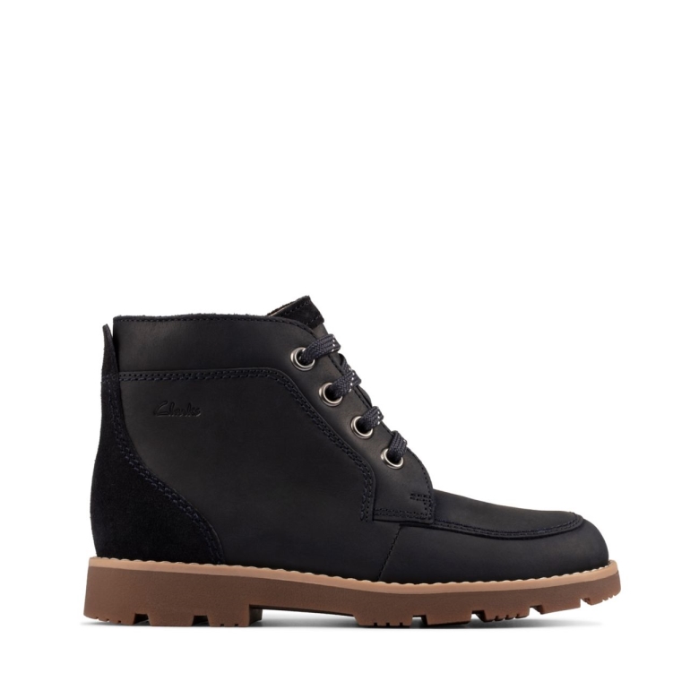 Navy Clarks Heath Lace Kid Navy