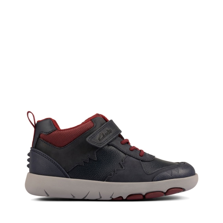 Marineblaues Leder Clarks Rex Park Kind Marineblaues Leder