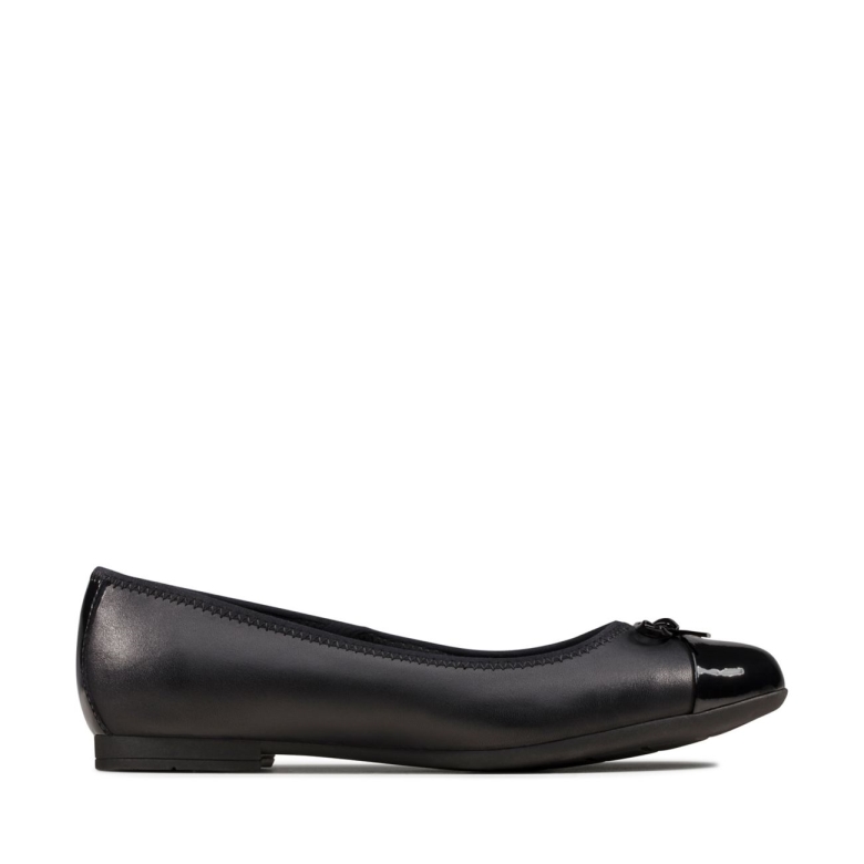 Scala Bloom Jugend Schwarzes Leder Clarks Schwarzes Leder