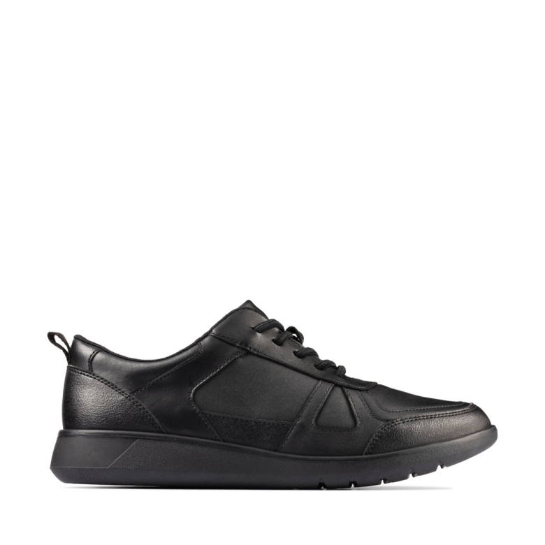 Scape Track Youth Schwarzes Leder Clarks Schwarzes Leder