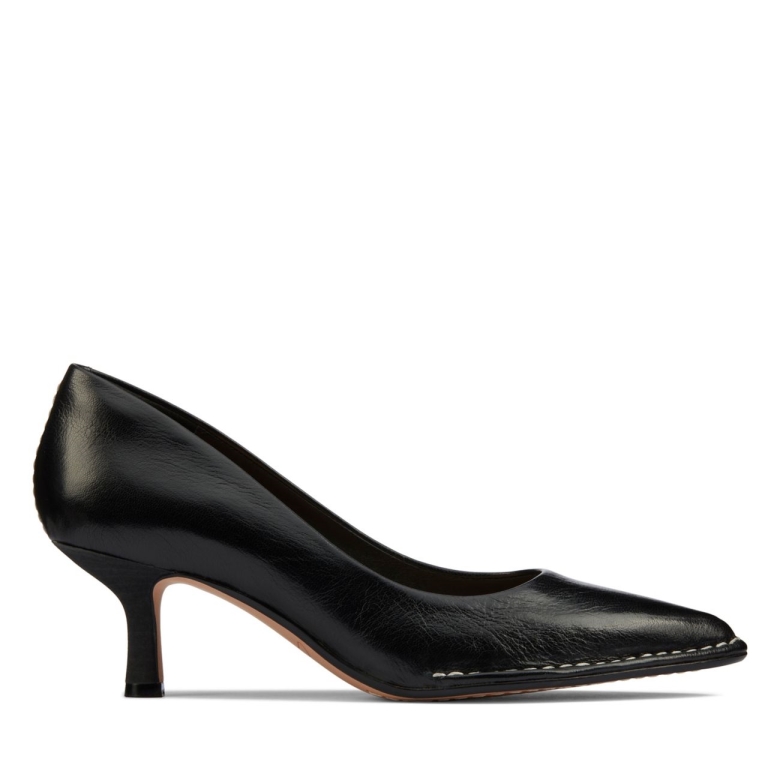 Thorna 55 Court Schwarzes Leder Clarks Schwarzes Leder