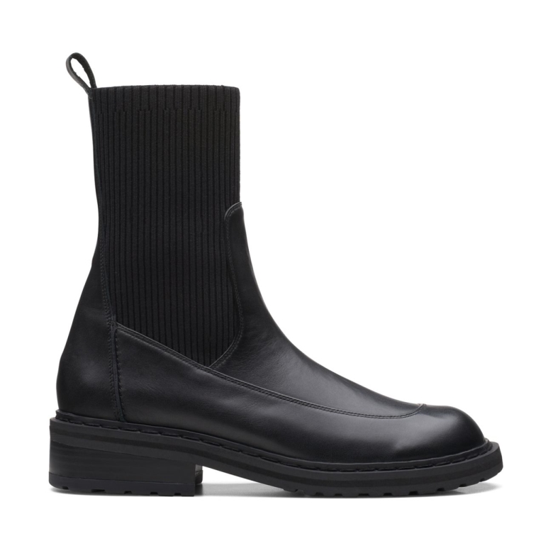 Tilham Knit Schwarzes Leder Clarks Schwarzes Leder