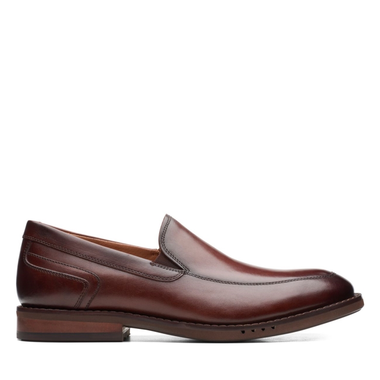 Un Hugh Step Braunes Leder Clarks Braunes Leder
