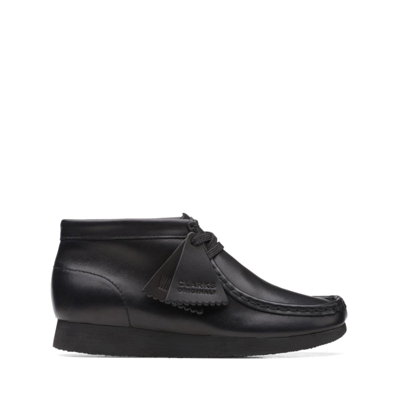 Wallabee Boot älter Schwarzes Leder Schwarzes Leder Clarks