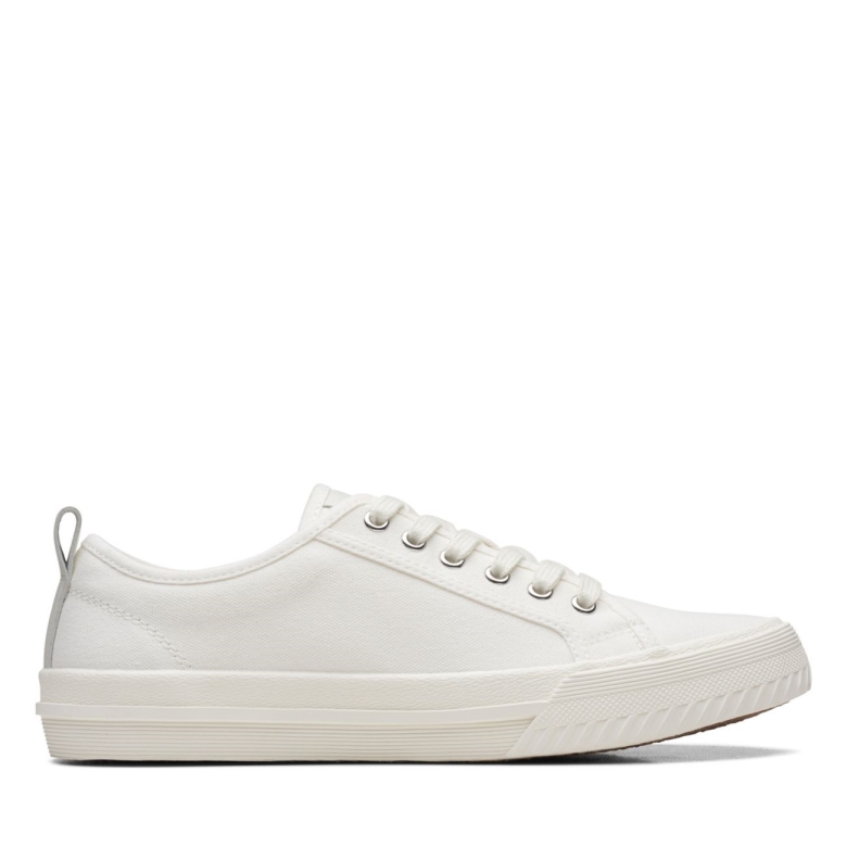 Weißes Canvas Clarks Roxby Spitze Weißes Canvas