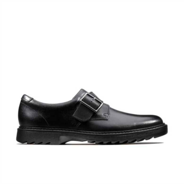 Asher Civic Jnr F Fit Clarks Schwarzes Leder