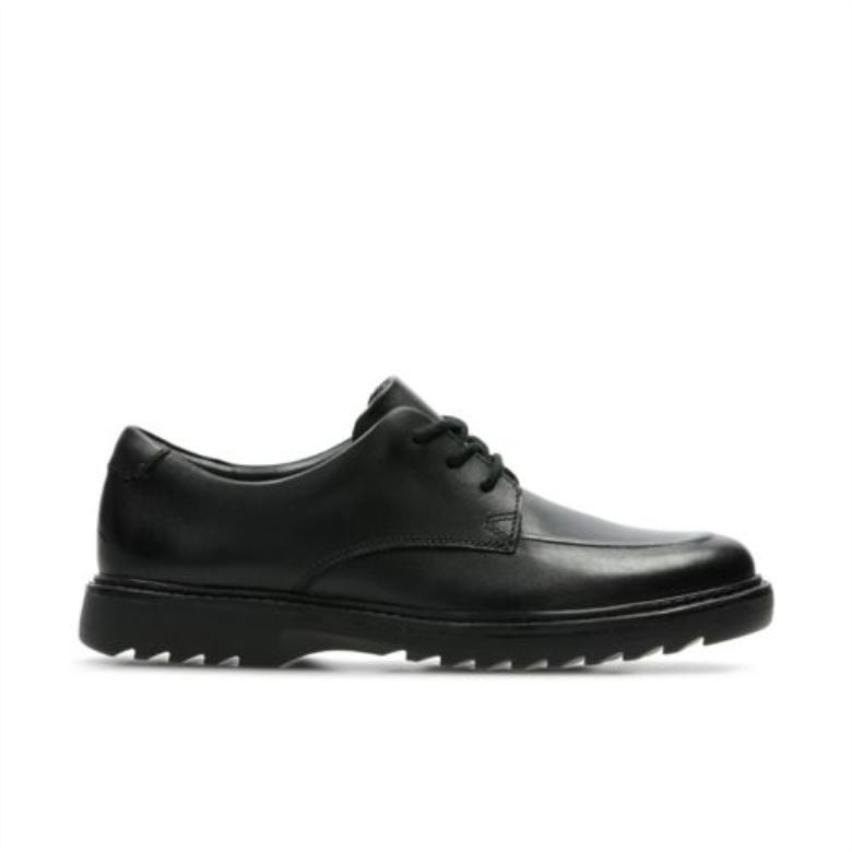 Asher Grove Jnr G Fit Clarks Schwarzes Leder