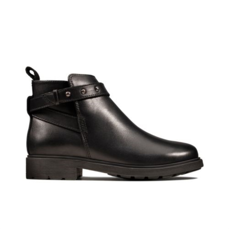 Astrol Soar Inf F Fit Schwarzes Leder Clarks