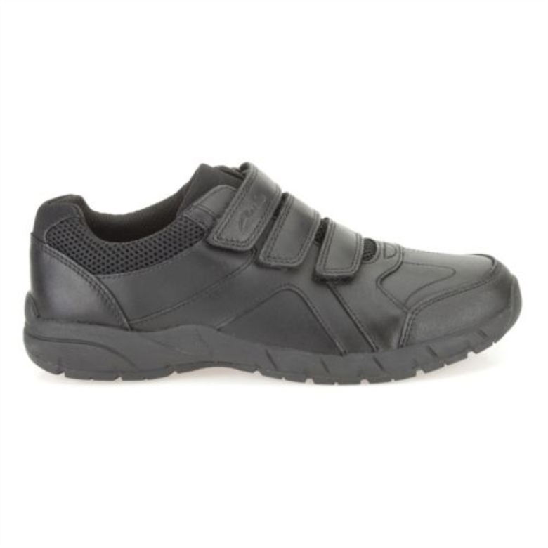 Schwarzes Leder Air Learn Jnr G Fit Clarks