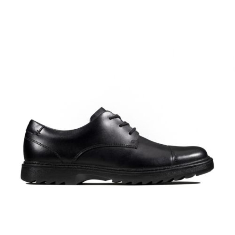 Schwarzes Leder Asher Soar Jnr F Fit Clarks