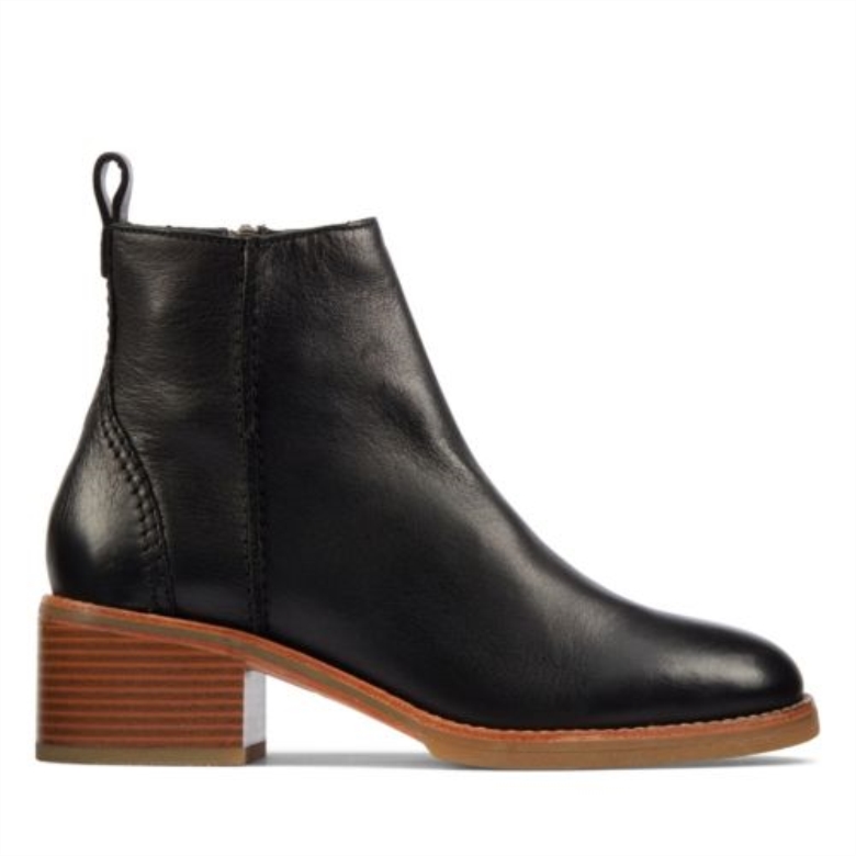 Schwarzer Leder Clarks Cologne Reißverschluss