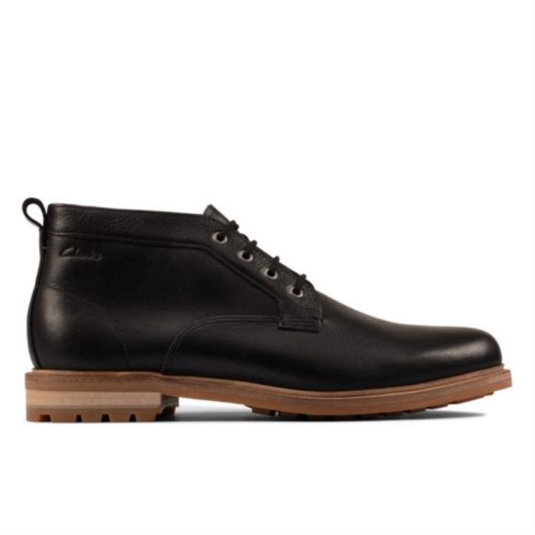 Schwarzes Leder Clarks Foxwell Mid