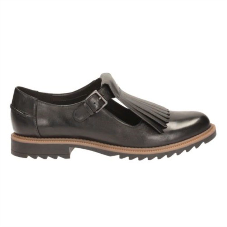 Schwarzes Leder Clarks Griff Mia